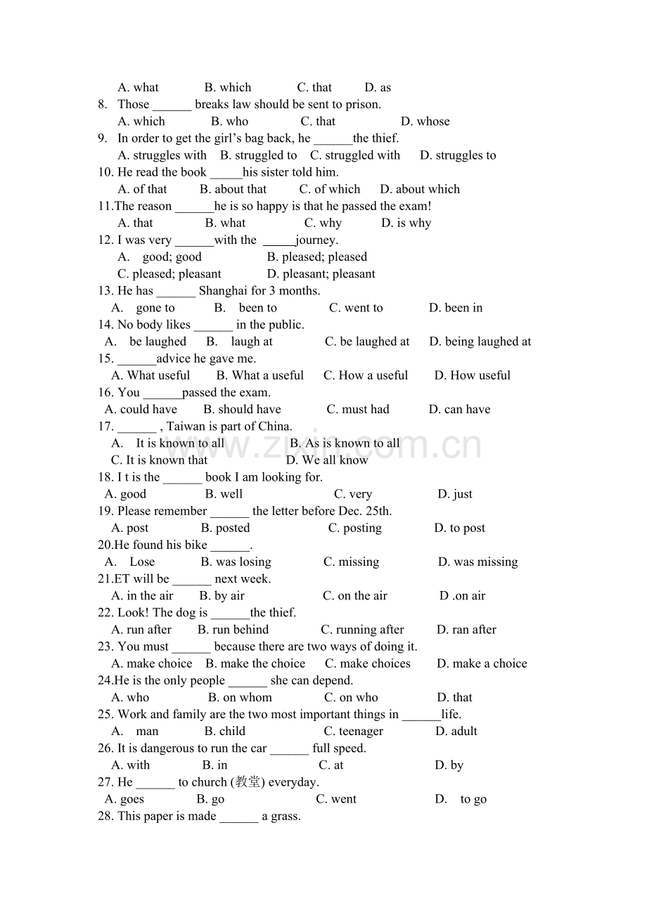 高一英语上学期期中考试试卷1.doc_第2页