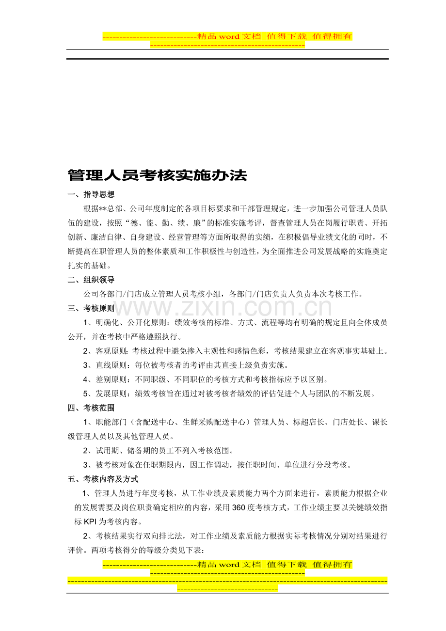 管理人员考核实施办法..doc_第1页