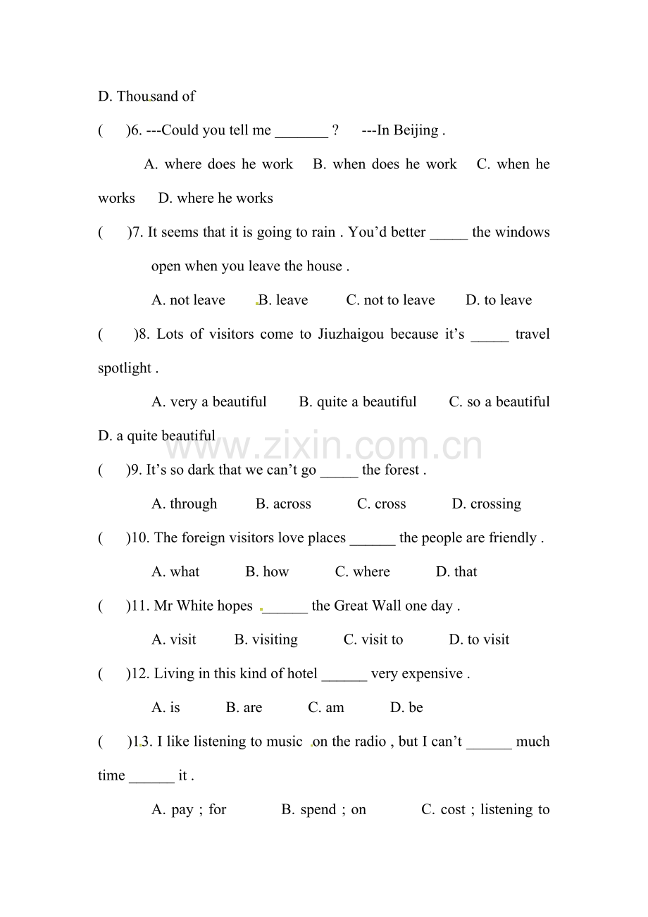 九年级英语上册第七次周练检测试题.doc_第2页