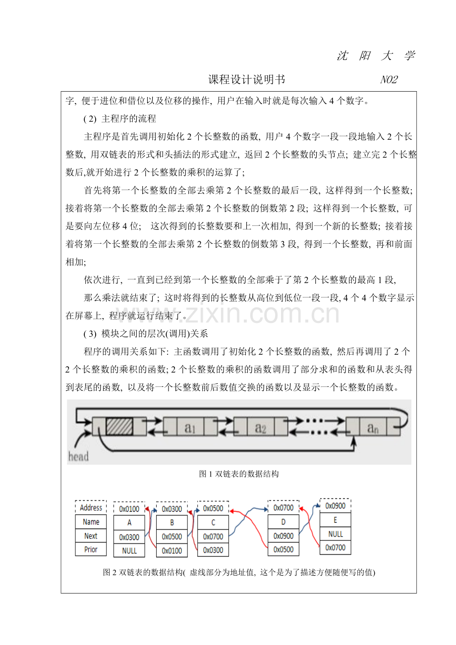 任意长整数的乘法数据结构课程设计报告样本.doc_第3页