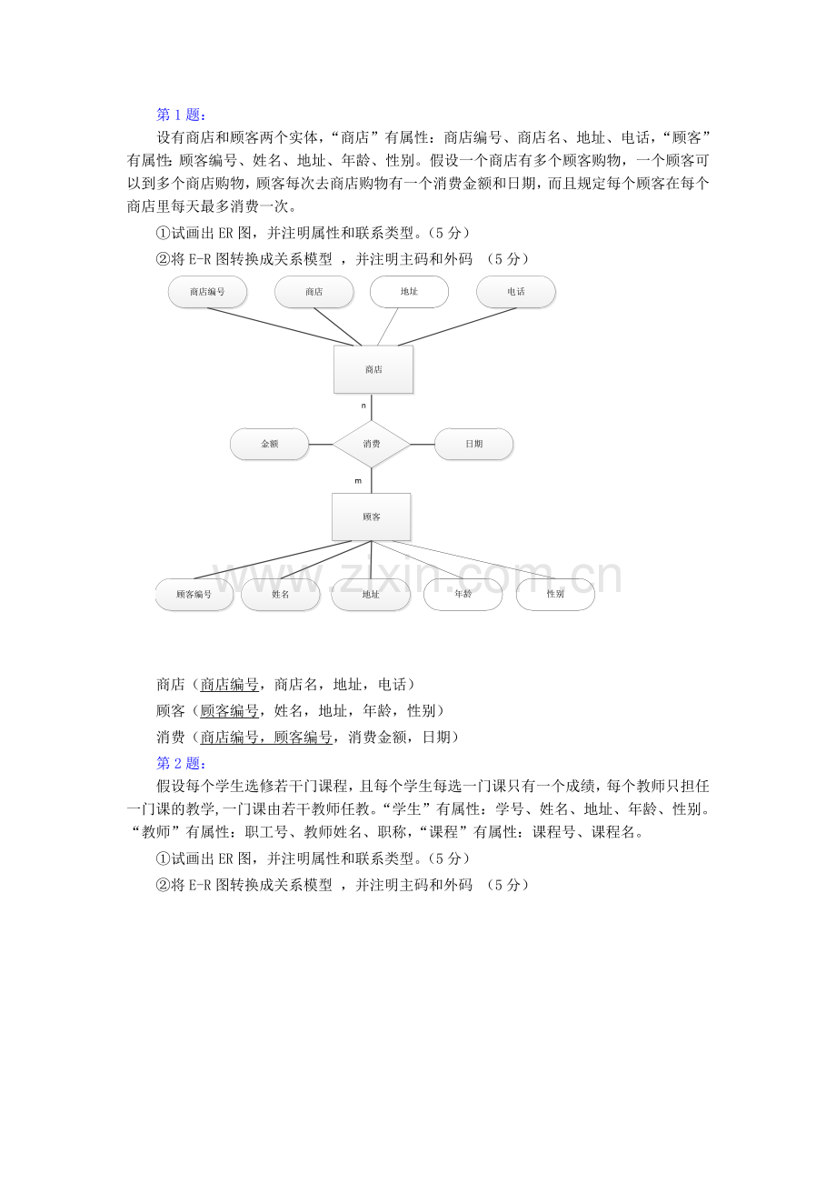 数据库10个ER图练习题只有ER图.doc_第1页