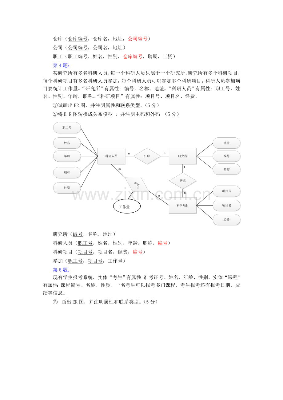 数据库10个ER图练习题只有ER图.doc_第3页