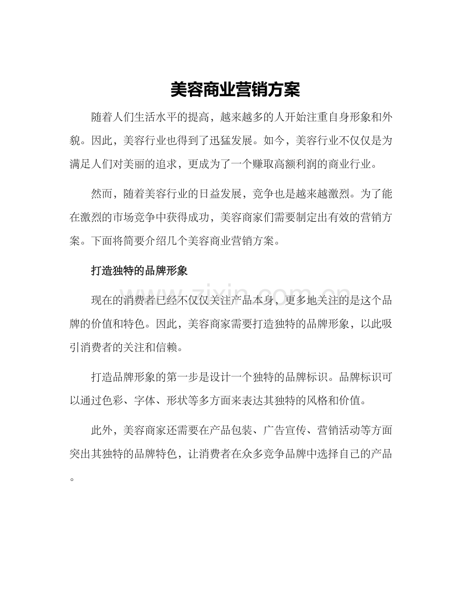 美容商业营销方案.docx_第1页