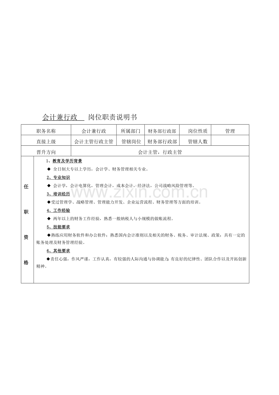 岗位说明书(会计兼行政专员).doc_第2页