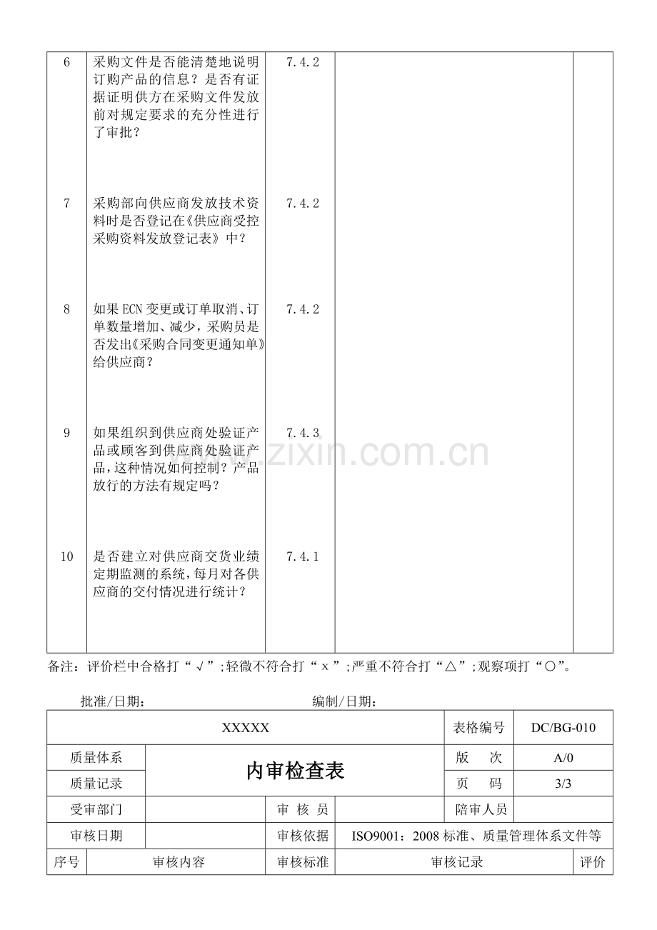 采购部内审检查表.doc_第3页