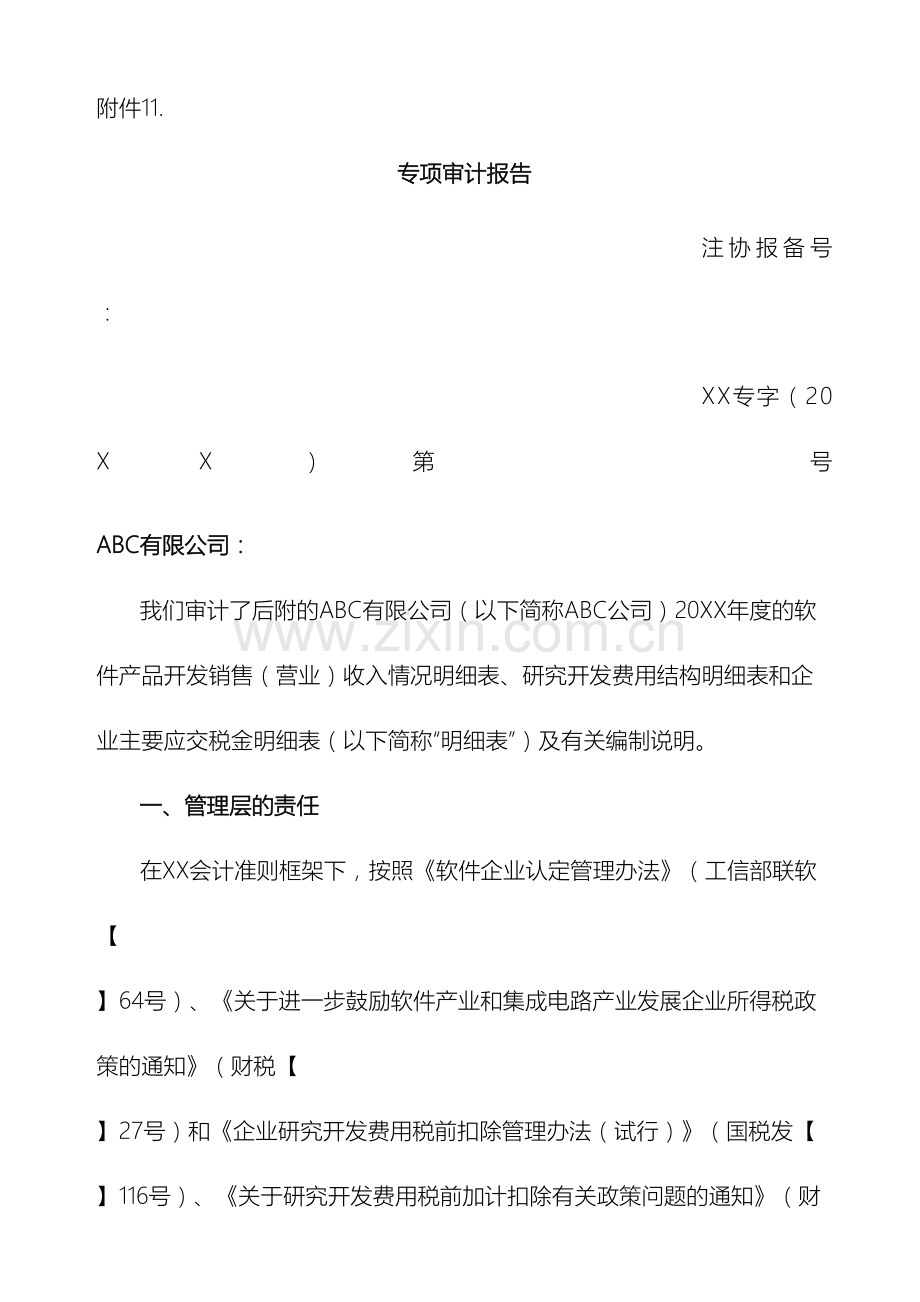 软件企业专项审计报告范本.doc_第2页