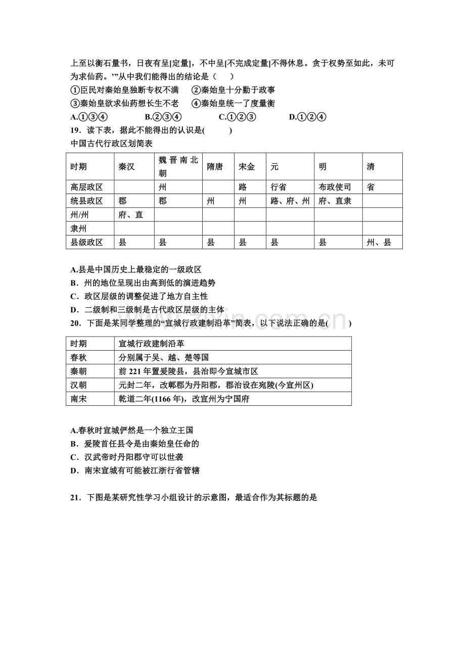 高一历史上册第一次月考调研测试题7.doc_第3页