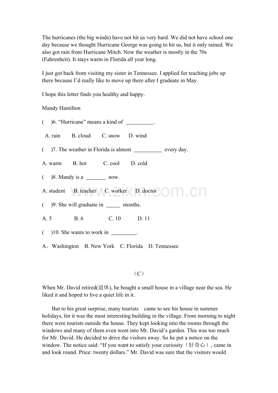 初三下学期英语阅读竞赛[上学期]--新人教版.doc_第3页