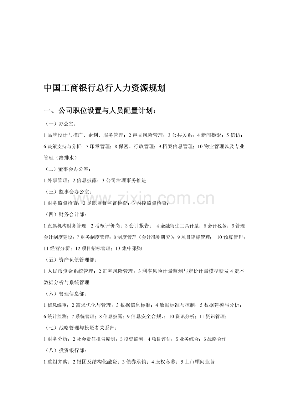 中国工商银行总行人力资源规划.doc_第1页