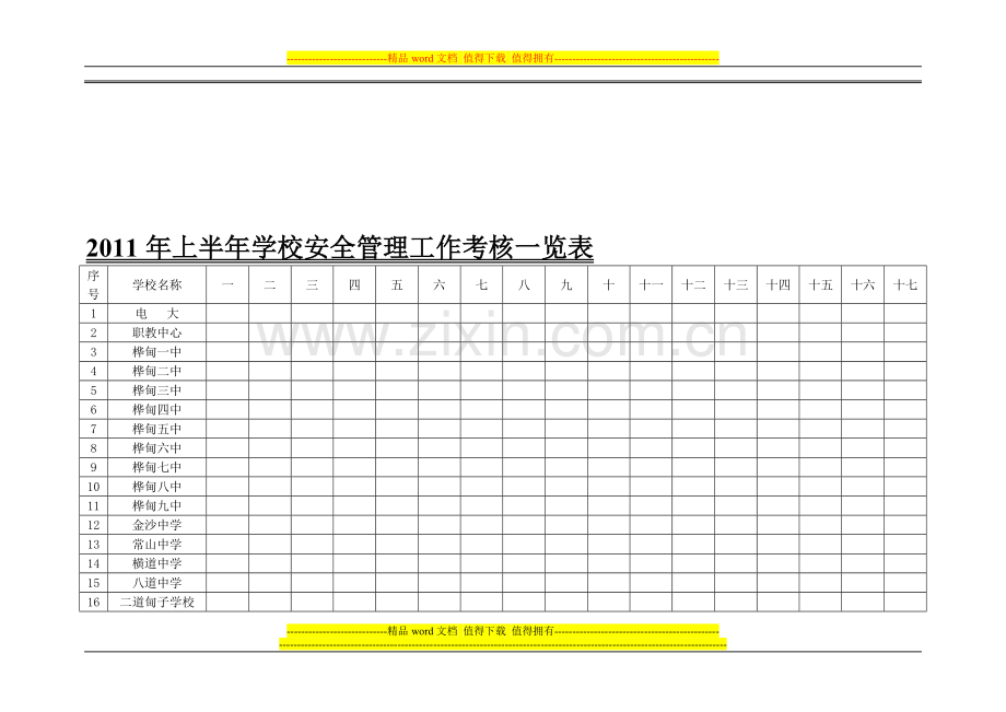 学校安全管理工作考核一览表..doc_第1页