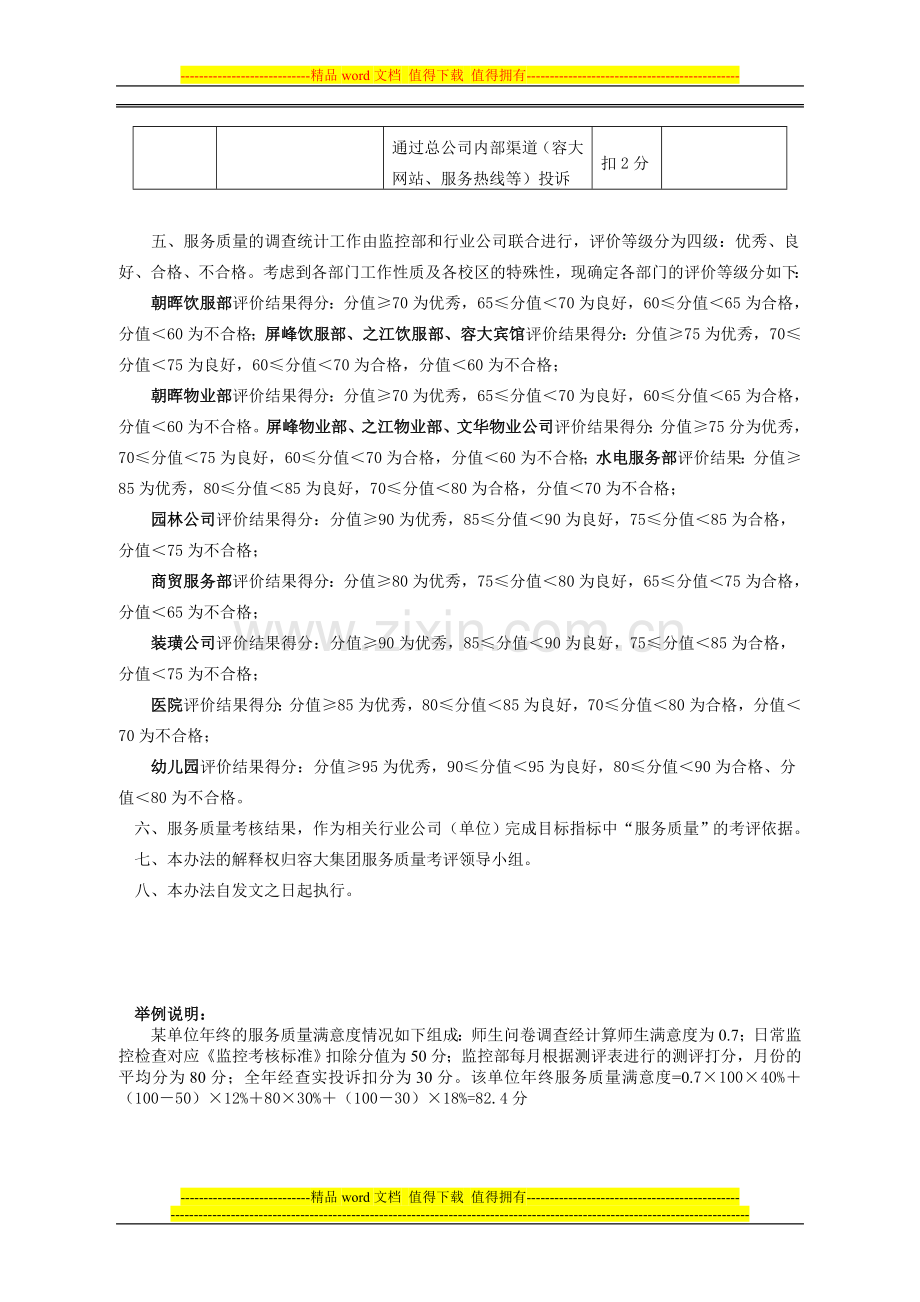 容大集团服务质量满意度考核办法(草稿)..doc_第2页