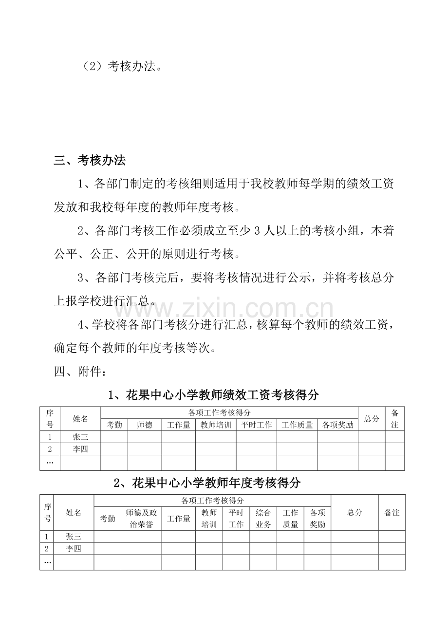 花果中心小学绩效工资、年度考核工作细则制定及考核工作统筹方案..doc_第3页