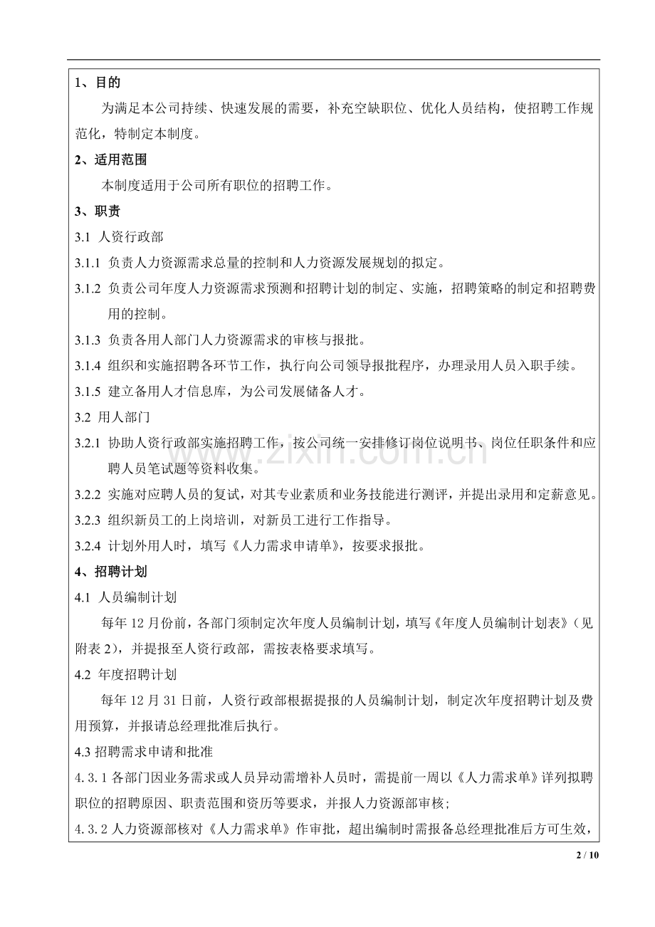 企业招聘管理制度及全套表单.doc_第2页