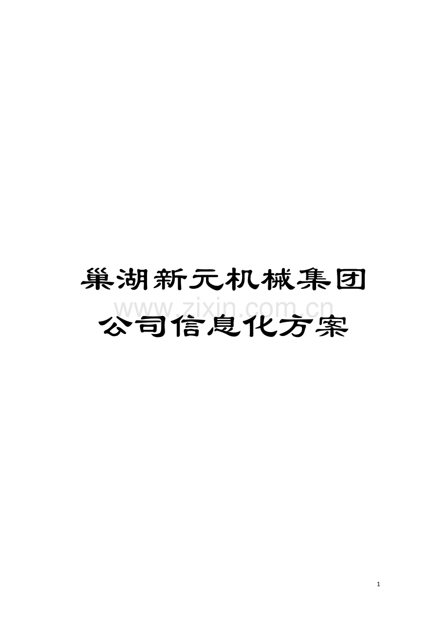 巢湖新元机械集团公司信息化方案模板.doc_第1页