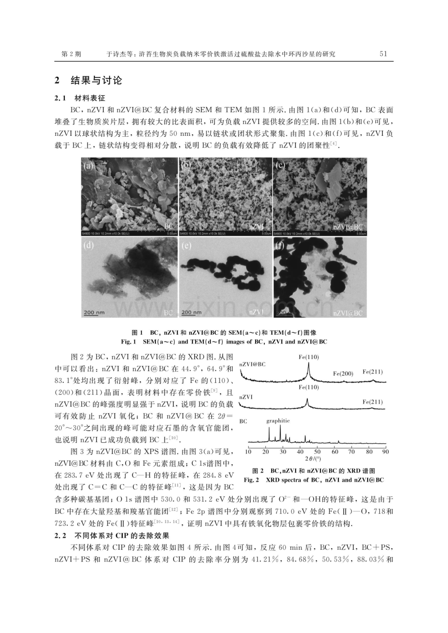 浒苔生物炭负载纳米零价铁激活过硫酸盐去除水中环丙沙星的研究.pdf_第3页