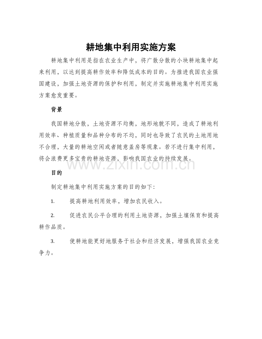 耕地集中利用实施方案.docx_第1页