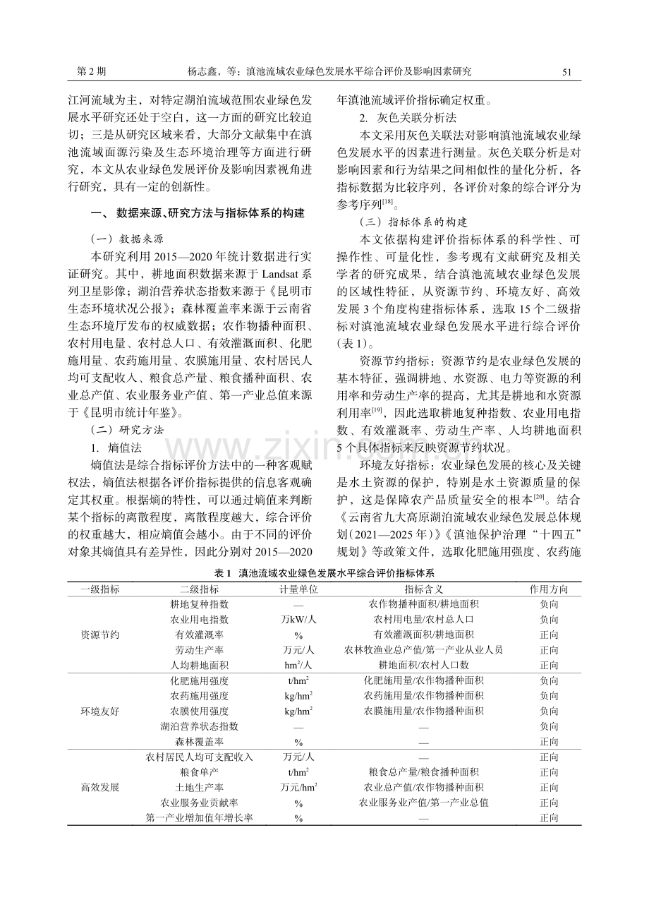 滇池流域农业绿色发展水平综合评价及影响因素研究.pdf_第3页