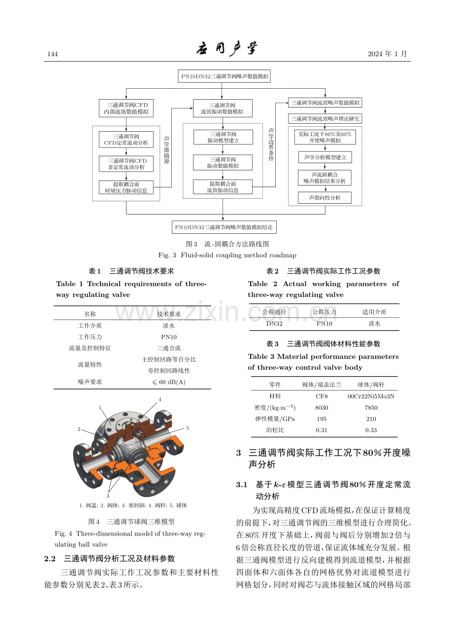 船用三通调节阀流-固耦合噪声数值模拟.pdf_第3页