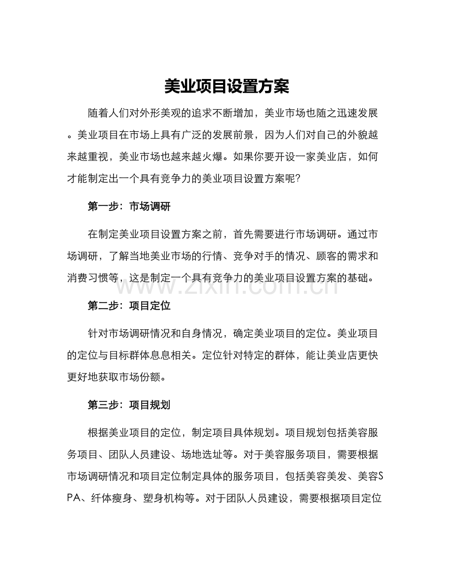 美业项目设置方案.docx_第1页