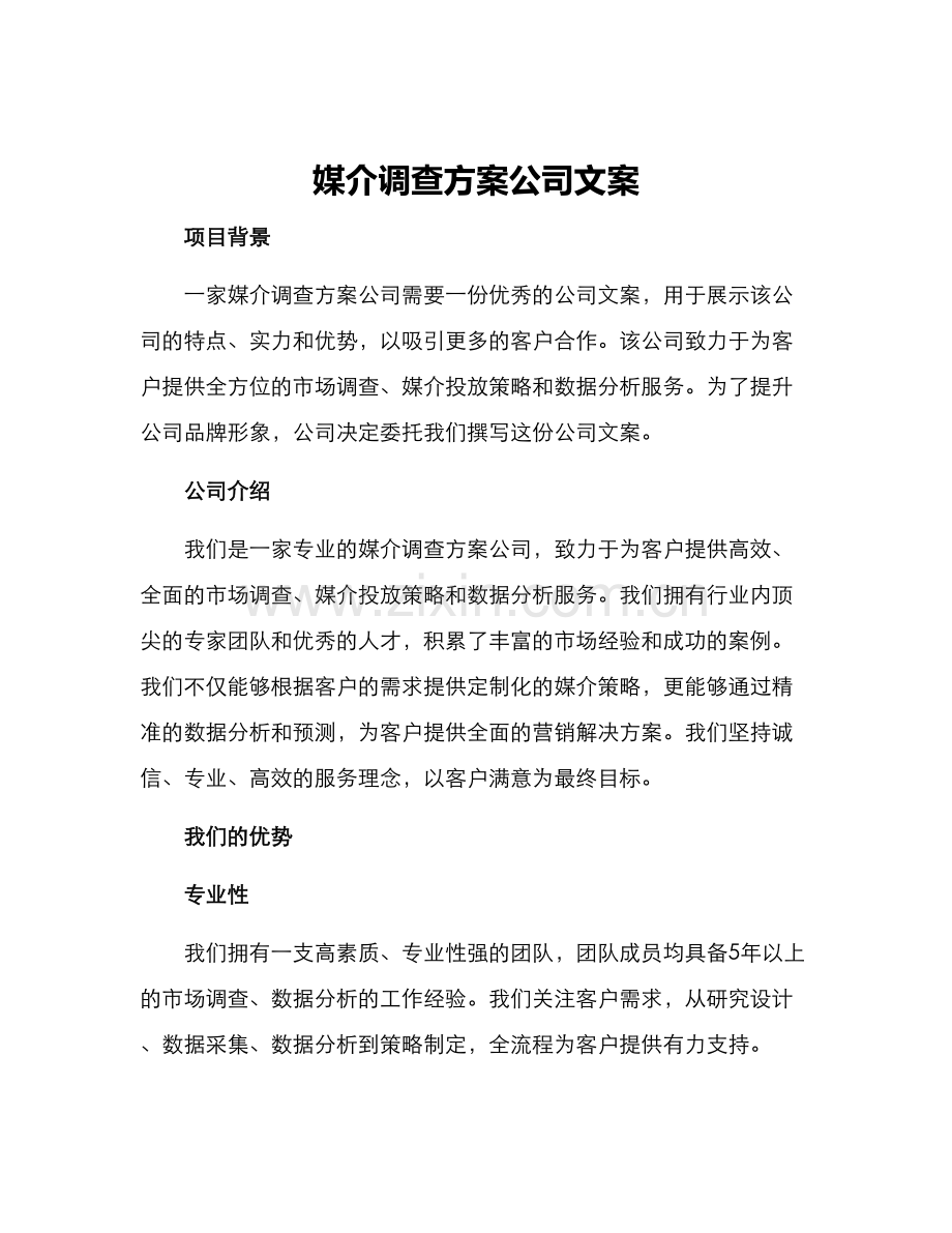 媒介调查方案公司文案.docx_第1页