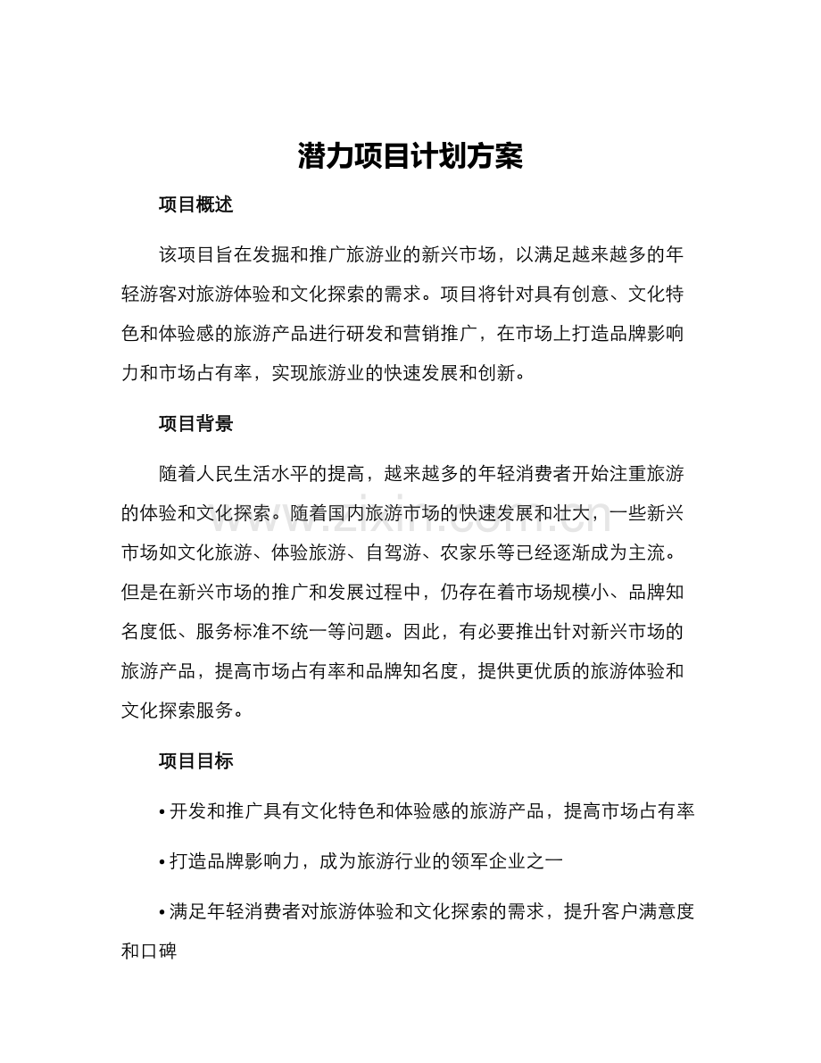 潜力项目计划方案.docx_第1页