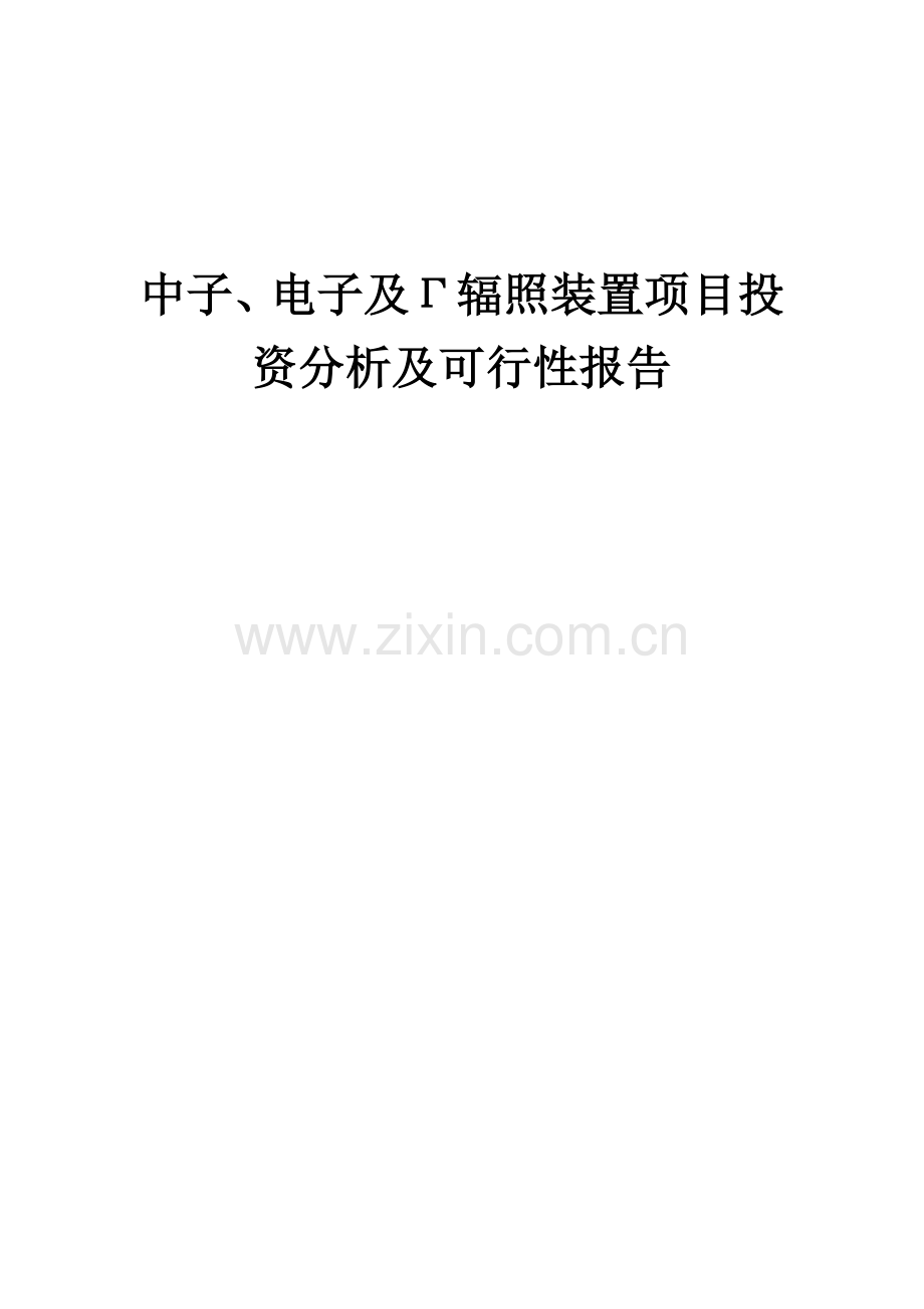 2024年中子、电子及Γ辐照装置项目投资分析及可行性报告.docx_第1页