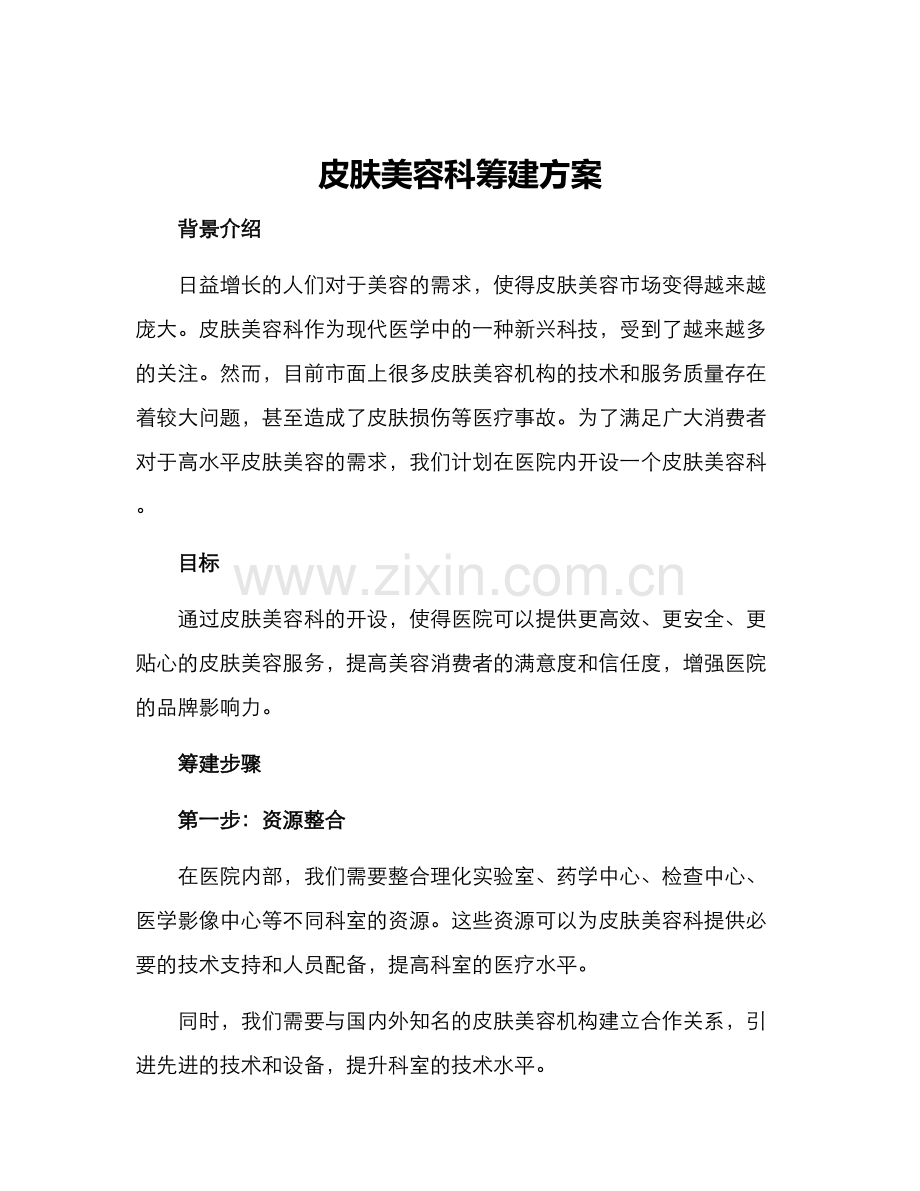 皮肤美容科筹建方案.docx_第1页