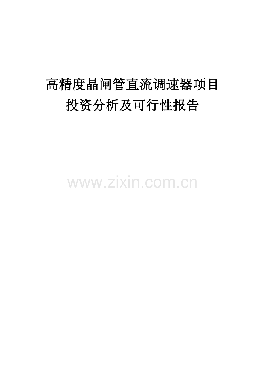 2024年高精度晶闸管直流调速器项目投资分析及可行性报告.docx_第1页