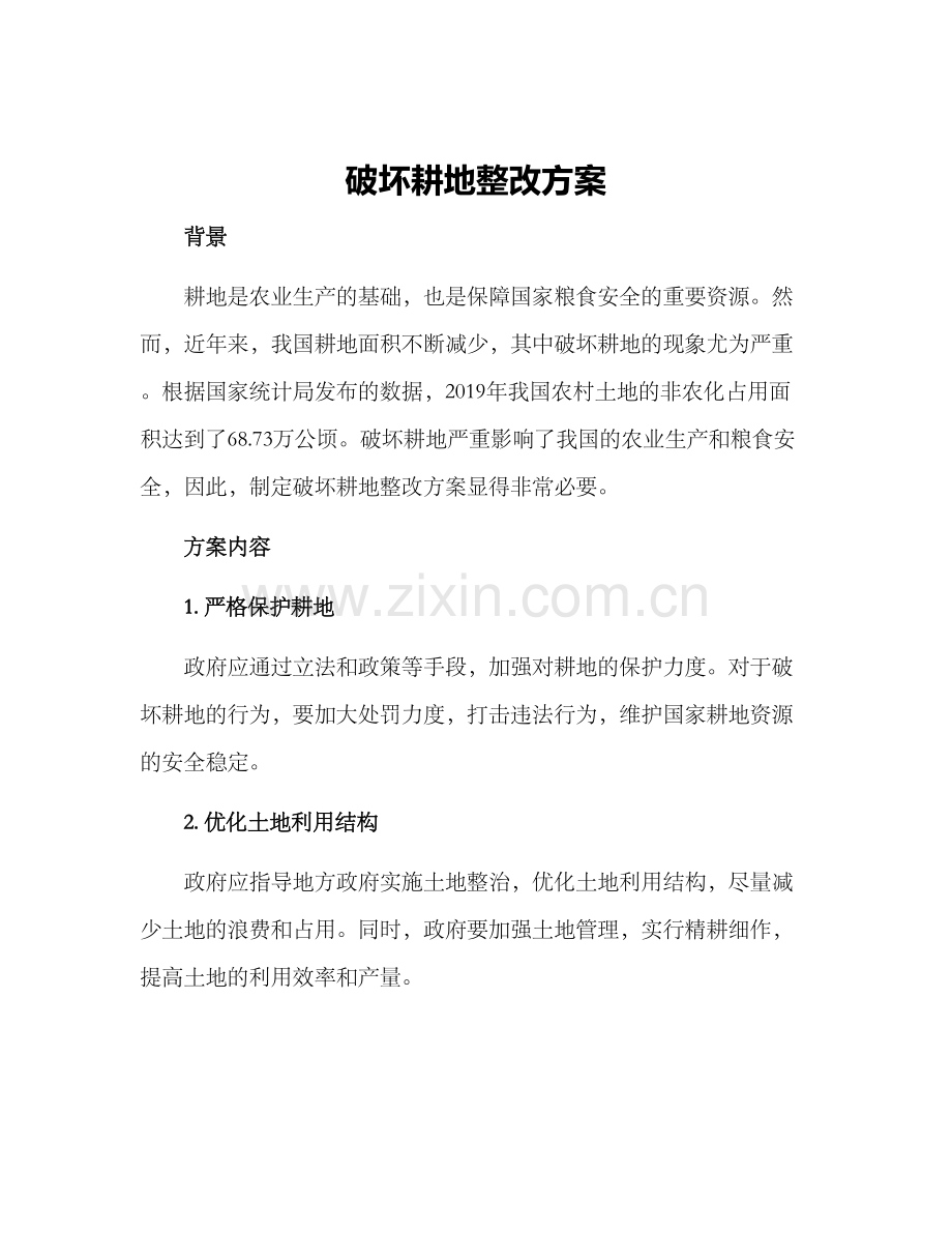 破坏耕地整改方案.docx_第1页