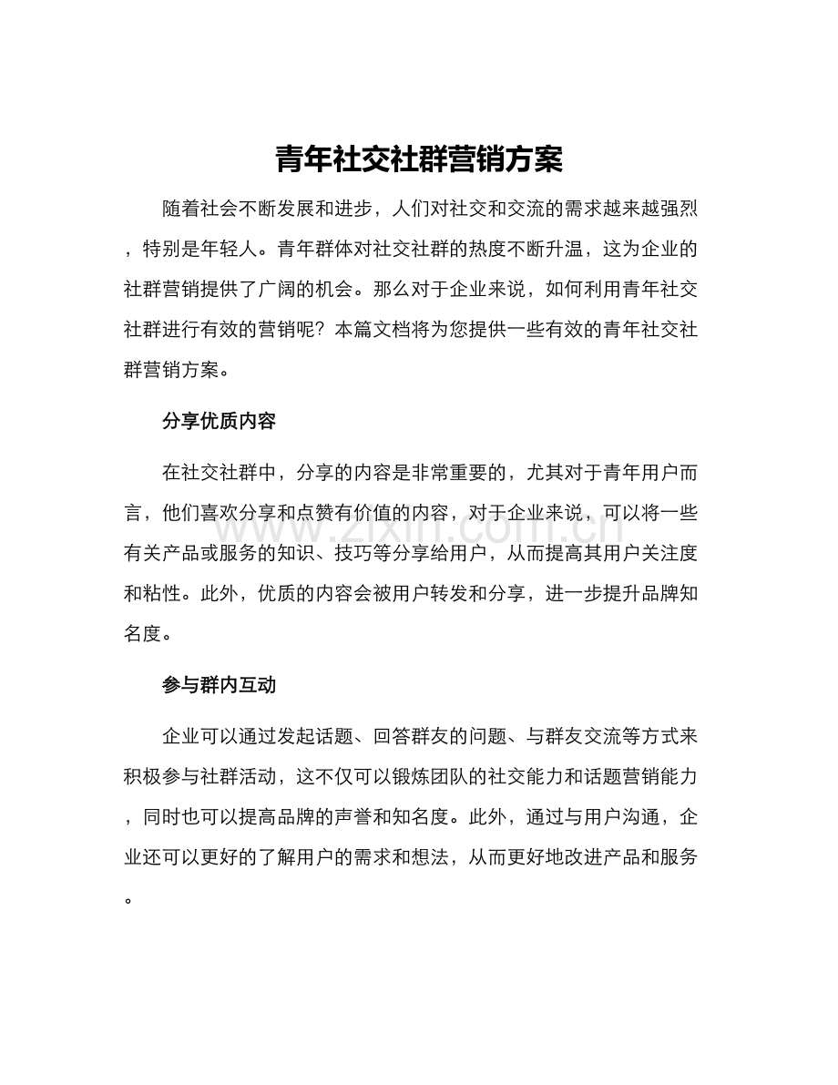 青年社交社群营销方案.docx_第1页