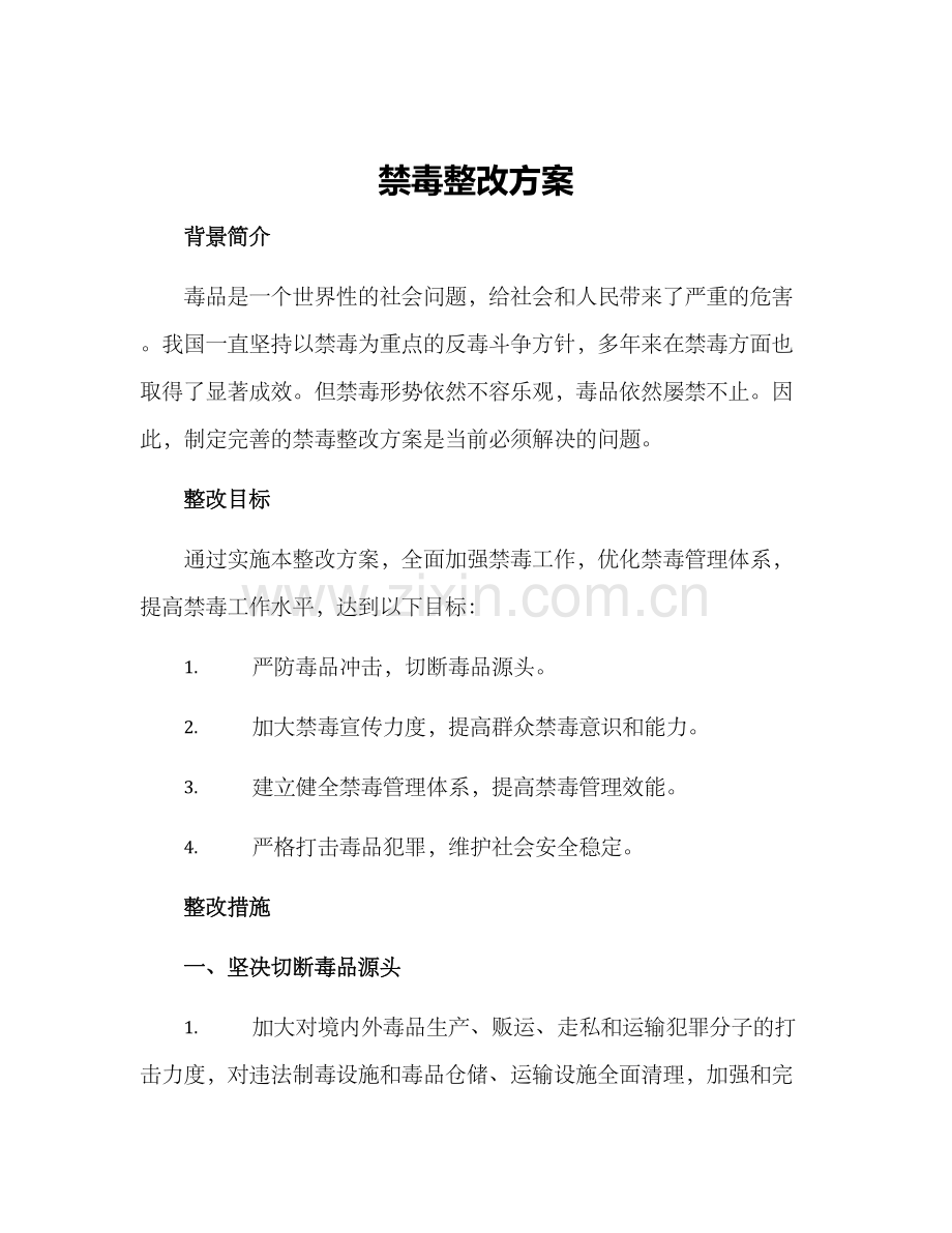 禁毒整改方案.docx_第1页