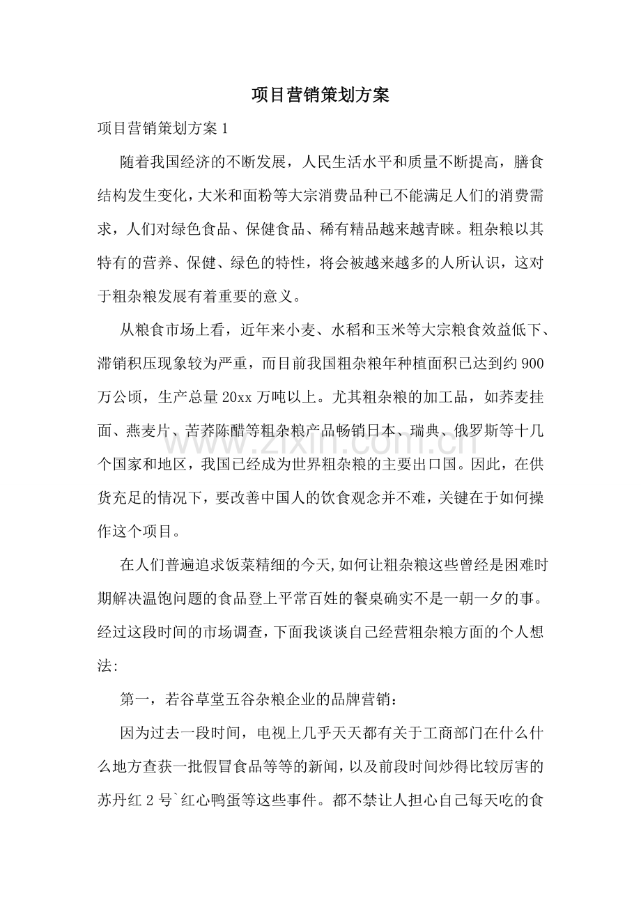 项目营销策划方案.doc_第1页