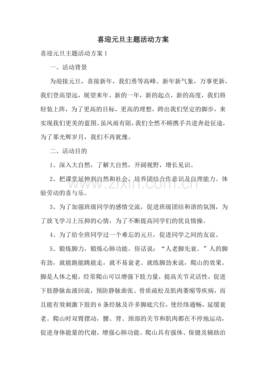 喜迎元旦主题活动方案.doc_第1页