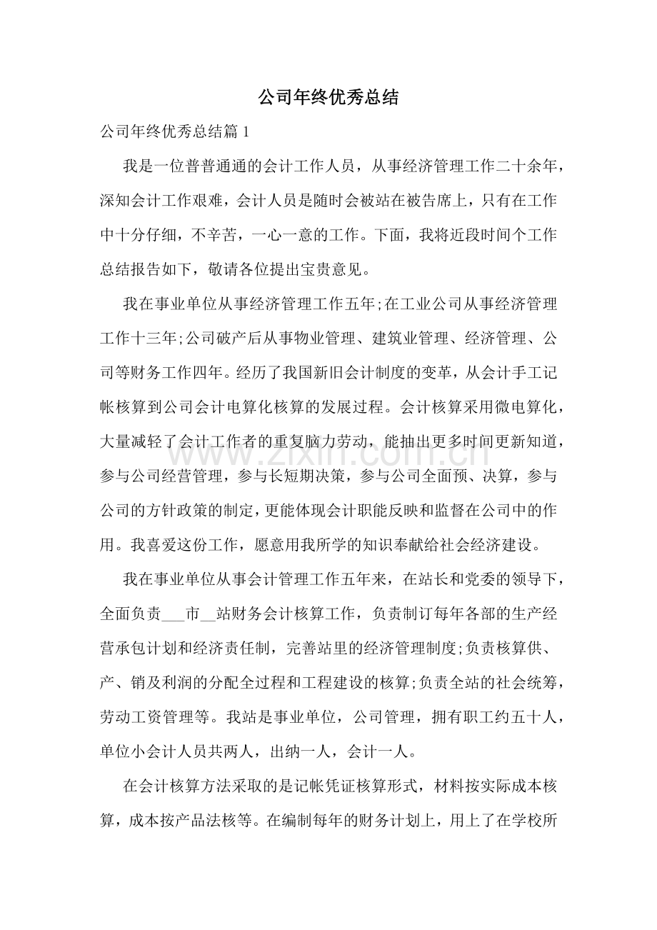 公司年终优秀总结.docx_第1页