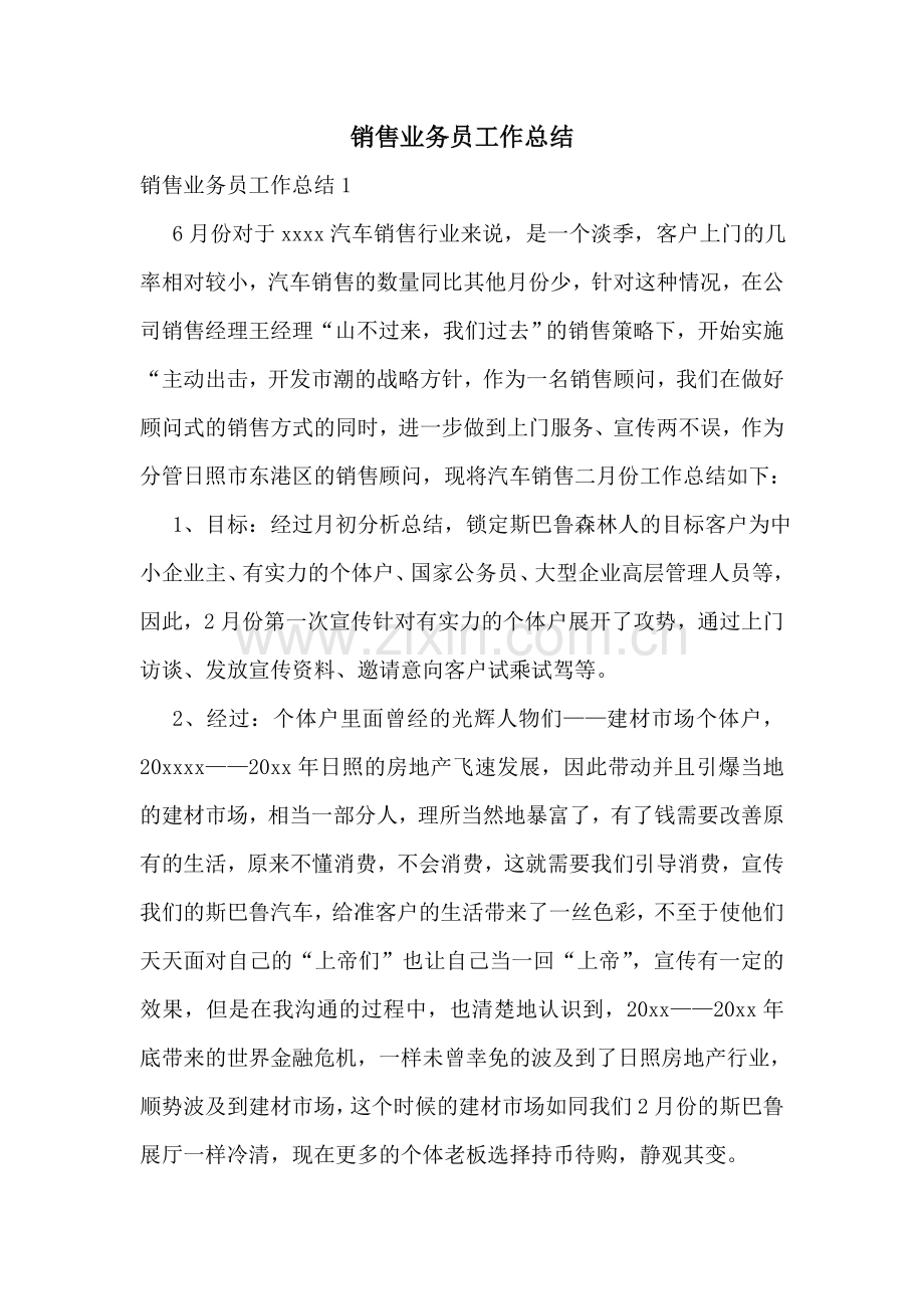 销售业务员工作总结.doc_第1页