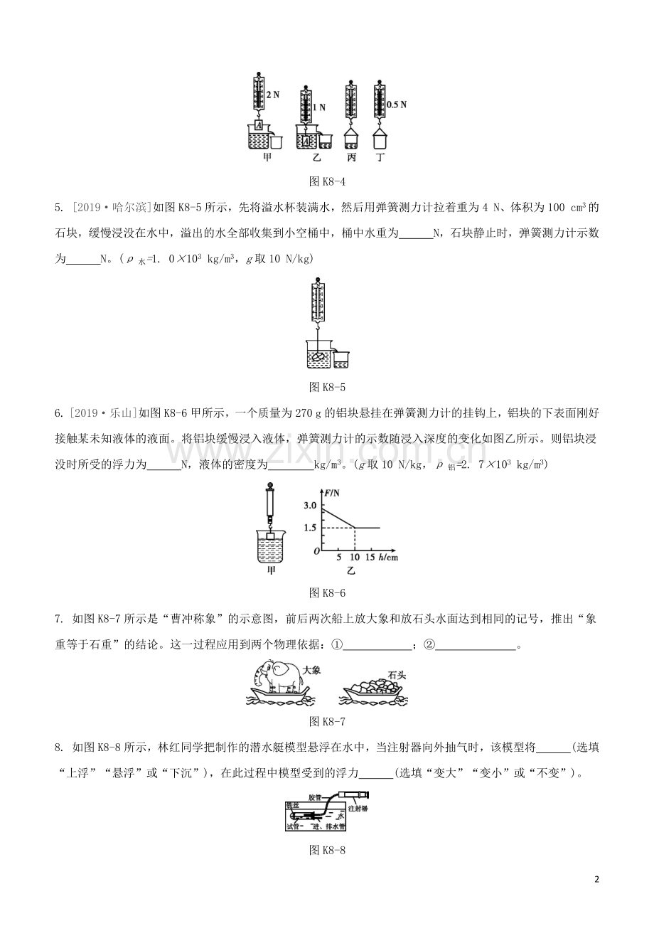 江西专版2020中考物理复习方案第一篇教材复习第8课时浮力试题.docx_第2页