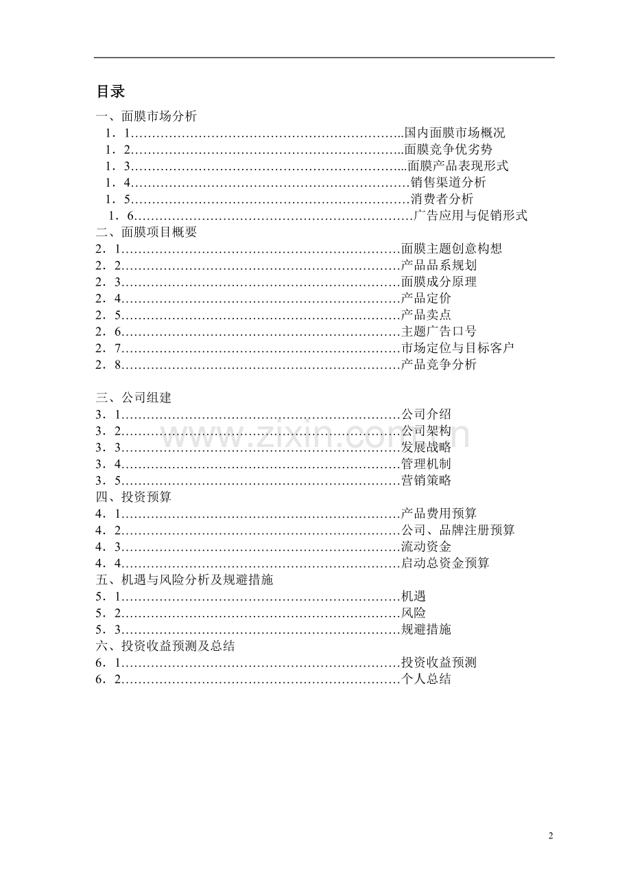 公司项目(化妆面膜)启动计划书文档.doc_第2页