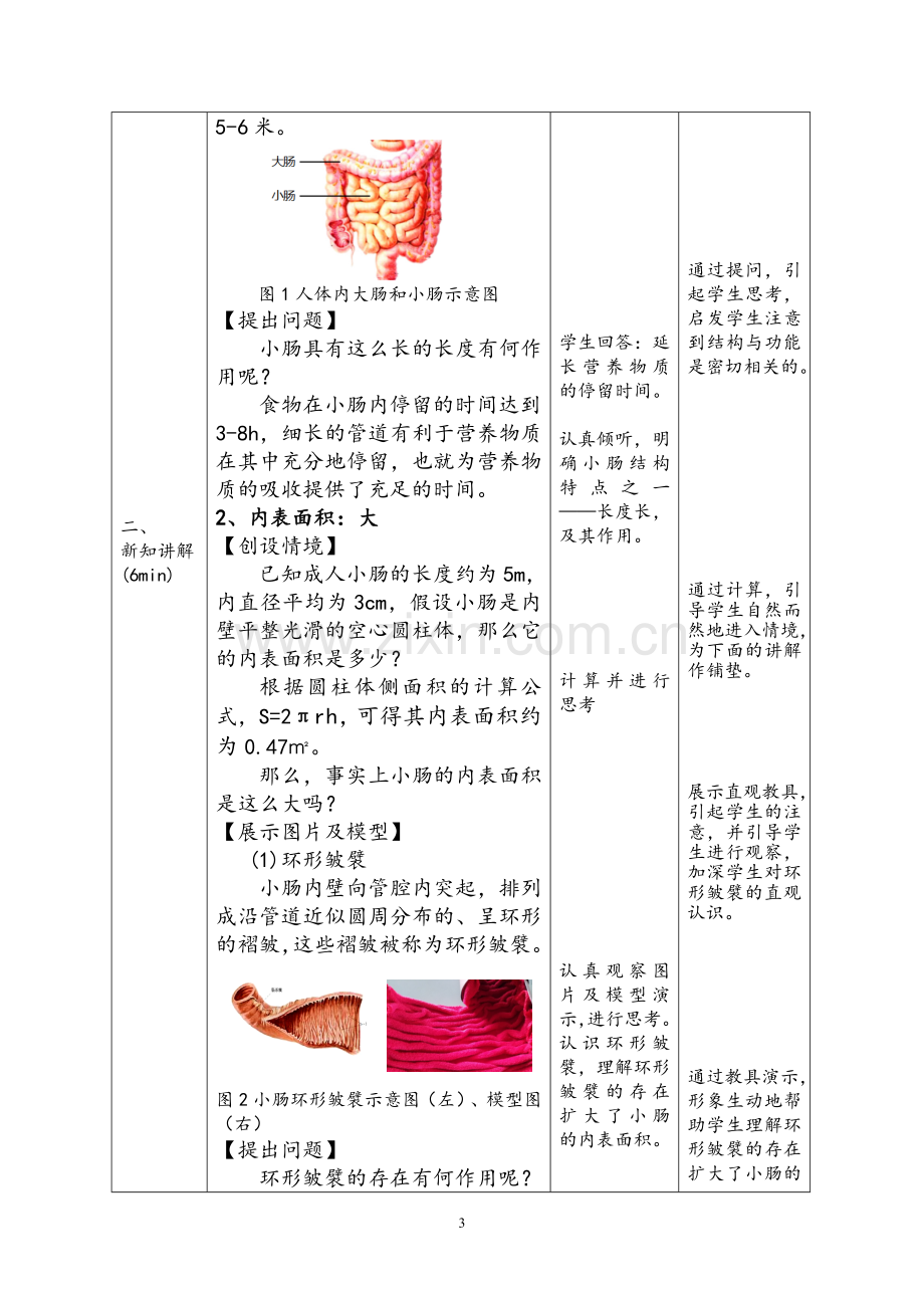 （讲解技能）小肠适于吸收的结构特点-教学设计.docx_第3页