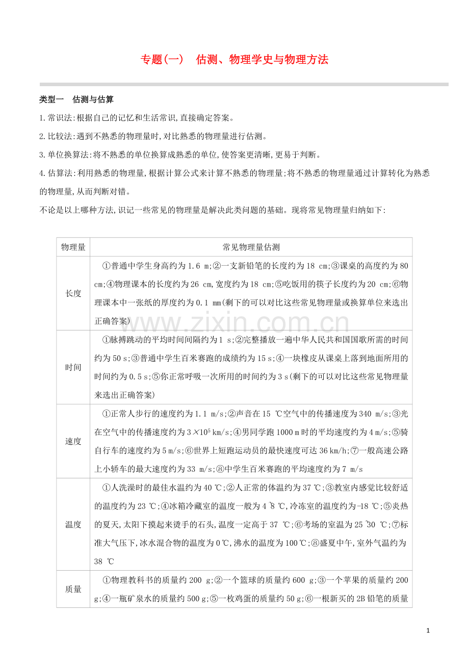 呼和浩特专版2020中考物理复习方案专题01估测物理学史与物理方法试题.docx_第1页