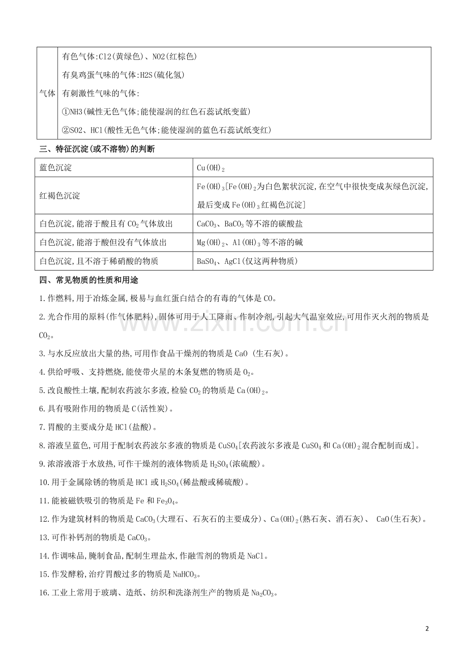 新课标RJ2020中考化学复习方案第07部分推断题题眼试题.docx_第2页