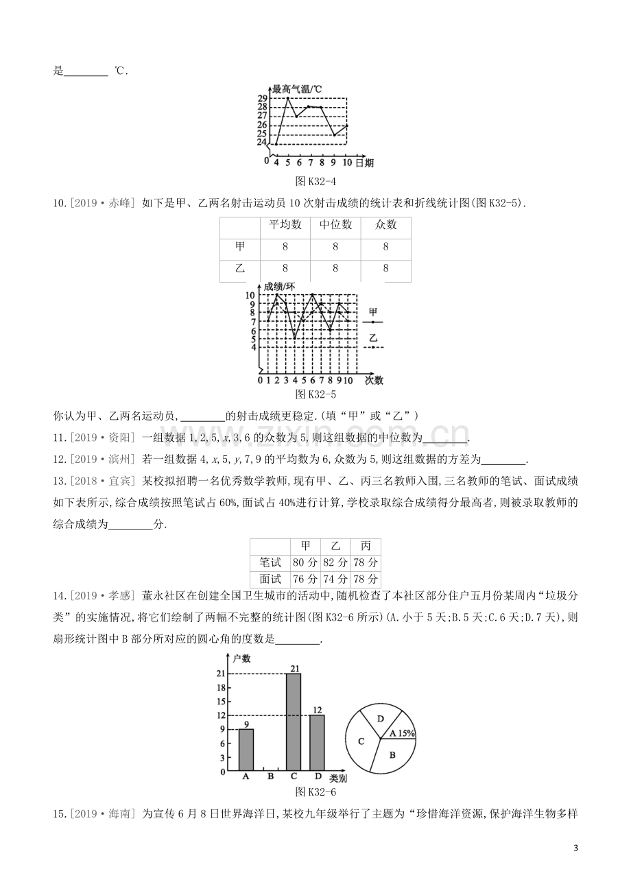 呼和浩特专版2020中考数学复习方案第八单元统计与概率课时训练32统计初步试题.docx_第3页