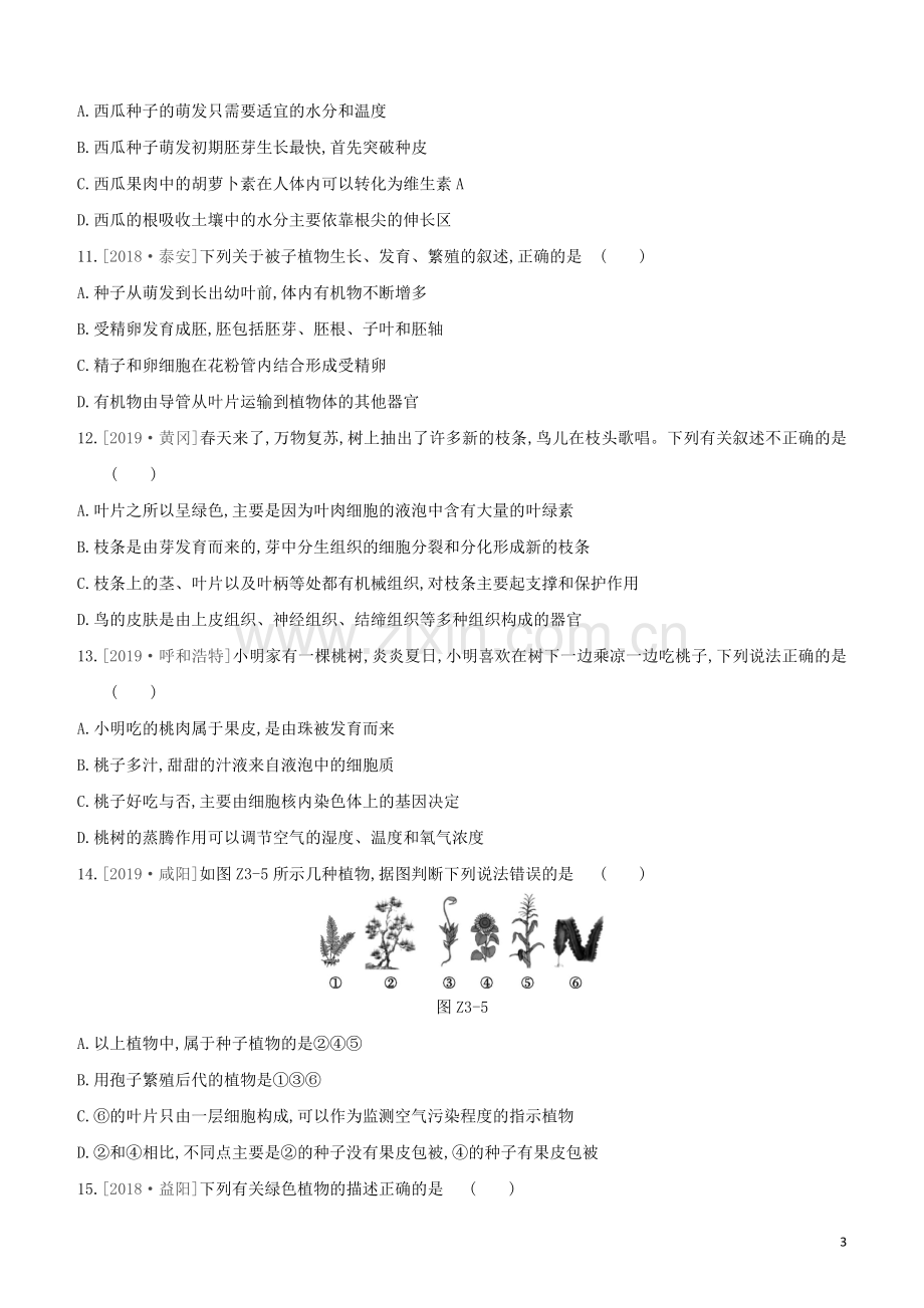 鄂尔多斯专版2020中考生物复习方案专题提升03被子植物的一生试题.docx_第3页