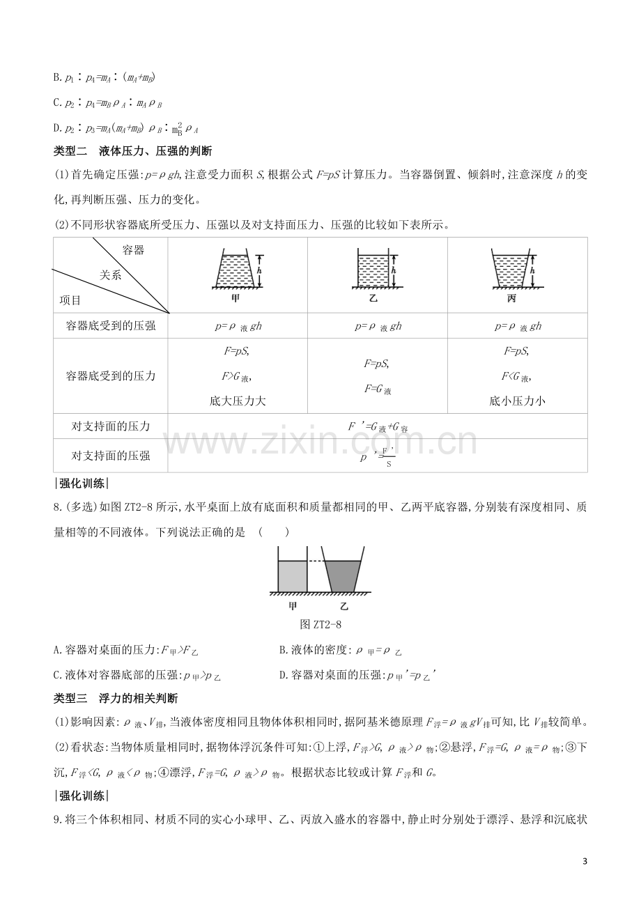 河北专版2020中考物理复习方案专题02压强浮力的判断试题.docx_第3页