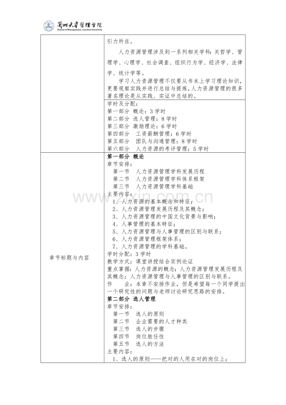 本科人力资源管理教学大纲（中文）.doc_第2页