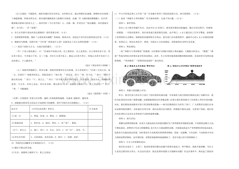 江苏省苏州市2020年中考语文模拟卷一含解析.doc_第2页