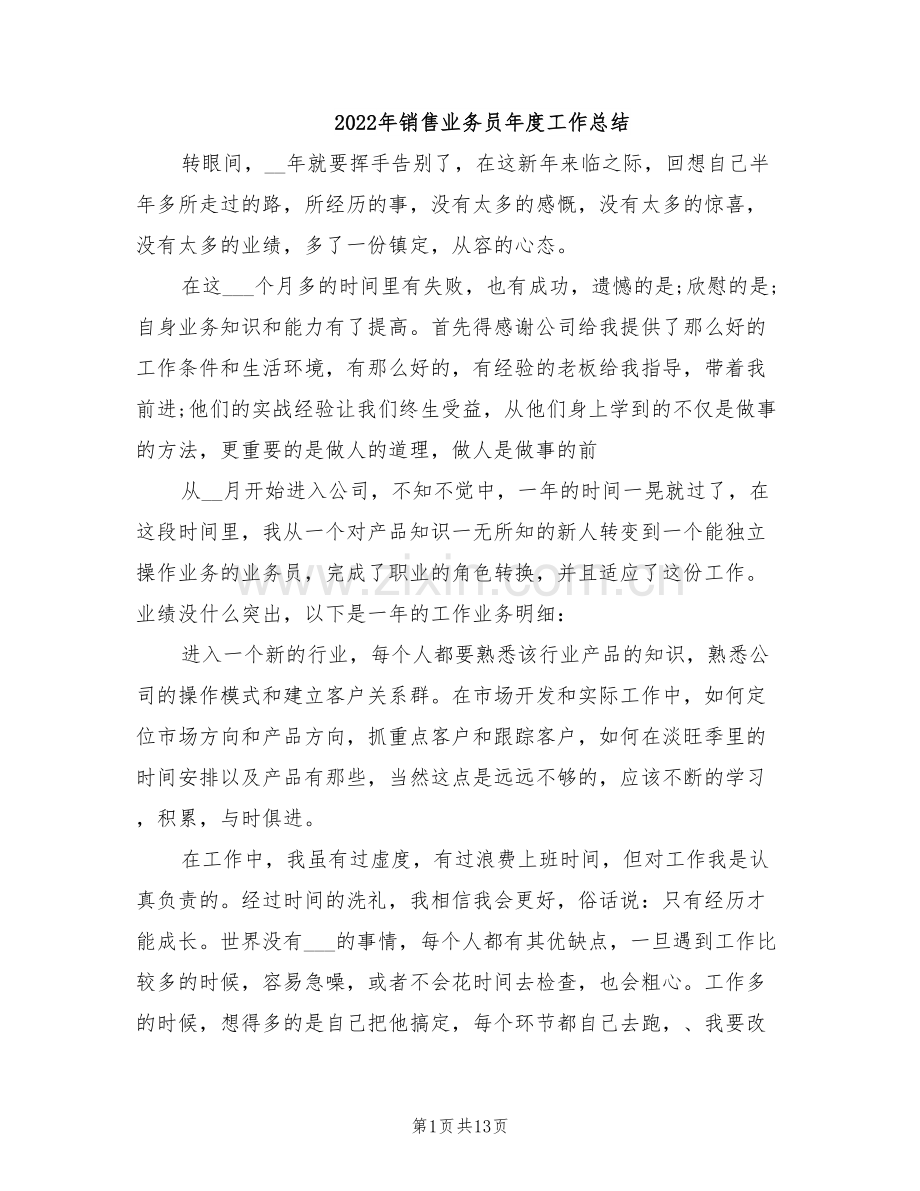 2022年销售业务员年度工作总结.doc_第1页