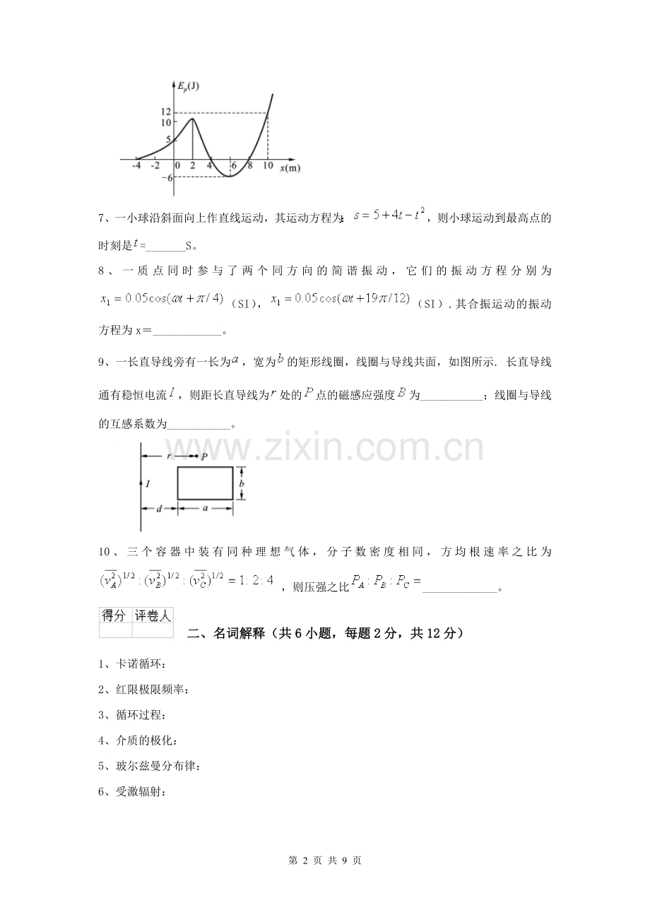 2022年大学工程力学专业《大学物理(二)》开学考试试题D卷.doc_第2页