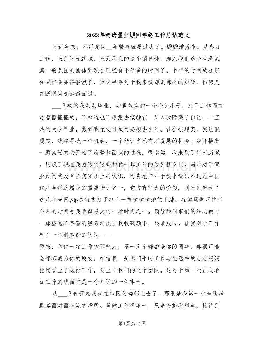 2022年精选置业顾问年终工作总结范文.doc_第1页