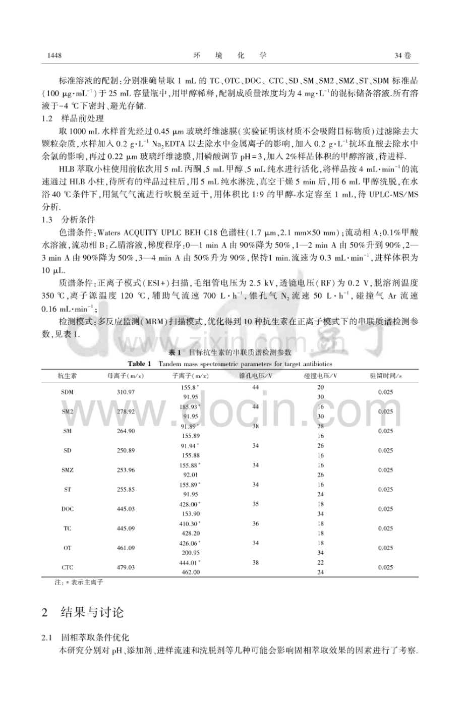 水环境中典型抗生素SPEUPLCMSMS检测方法的建立.pdf_第3页