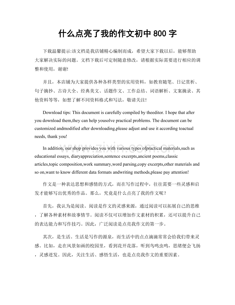 什么点亮了我的作文初中800字.docx_第1页